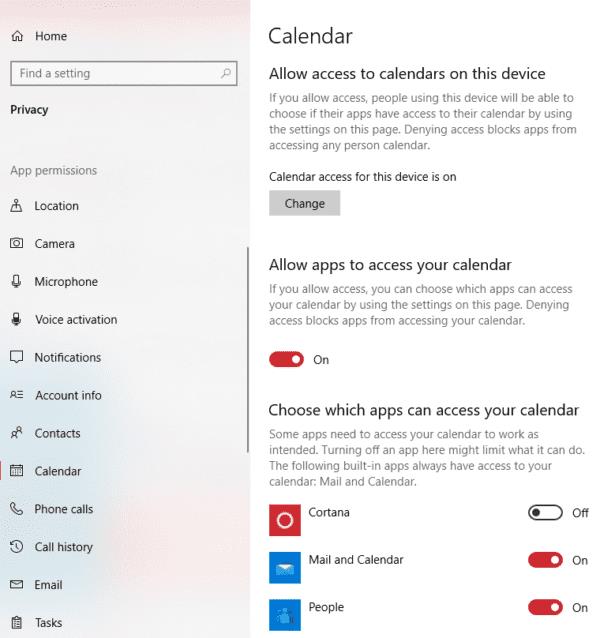 Windows 10：阻止應用程序訪問您的日曆