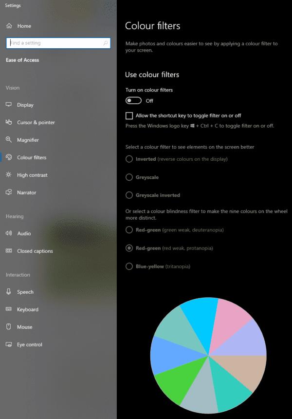 Windows 10: come configurare i filtri per il daltonismo