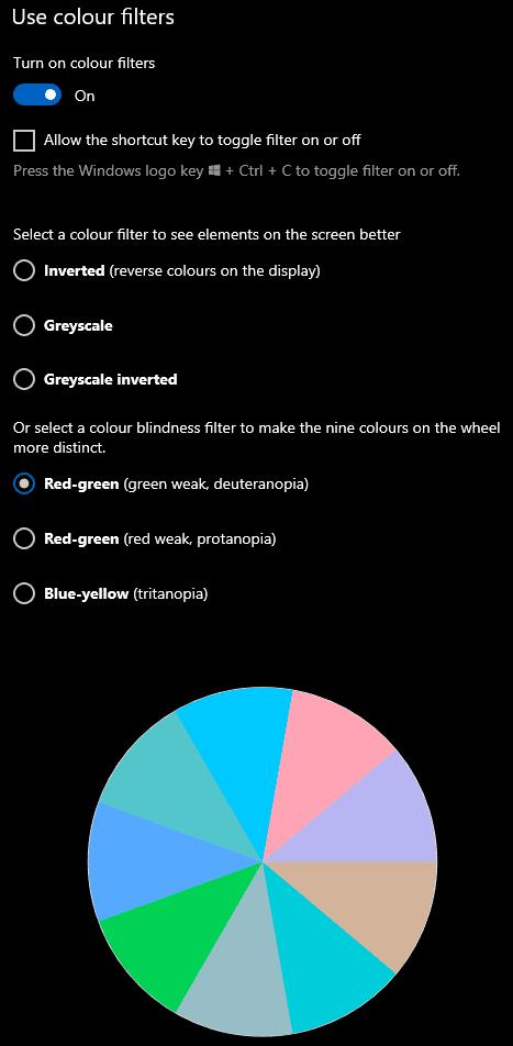 Windows 10: come configurare i filtri per il daltonismo