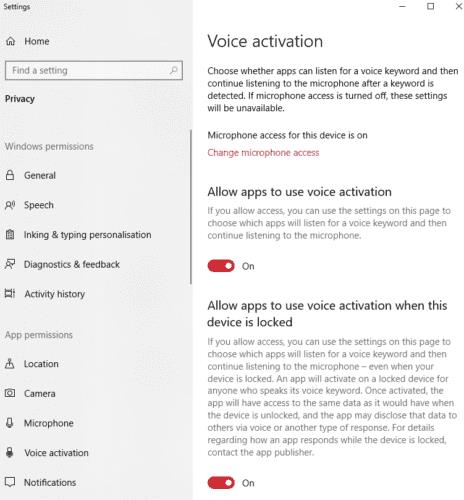 Windows 10: apps blokkeren voor het gebruik van spraakactivering