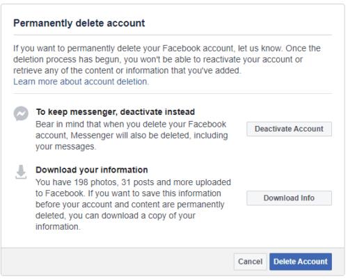 Facebook 프로필을 삭제하는 방법(2020년판)