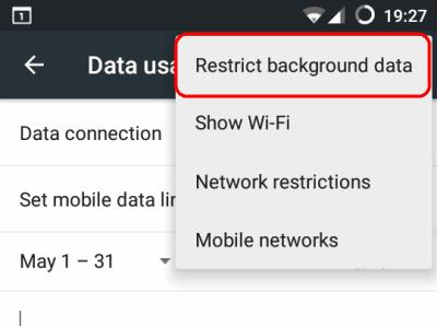 Android：バックグラウンドデータを有効または無効にする