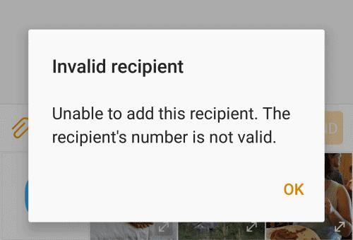 Android : Correction du message « Destinataire non valide »