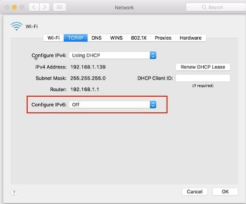 วิธีปิดการใช้งาน IPv6 ใน MacOS Sierra