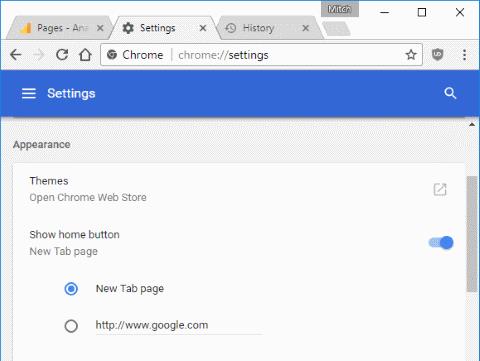 Bật nút Trang chủ trong Google Chrome