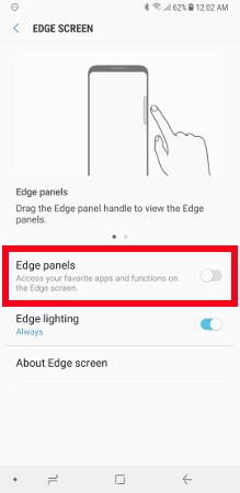 Galaxy Note8 / S8: ativar ou desativar a guia do menu rápido