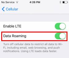 Habilitar o deshabilitar el roaming de datos en iPhone X u 8