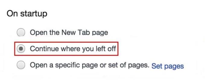 Ngăn các tab Chrome cũ mở khi khởi động