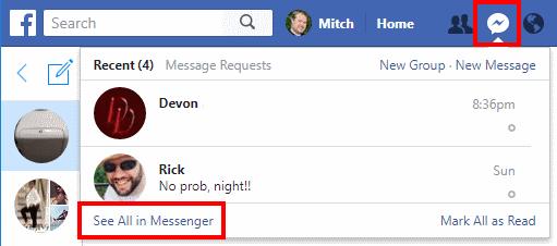 Facebook : rechercher des messages archivés