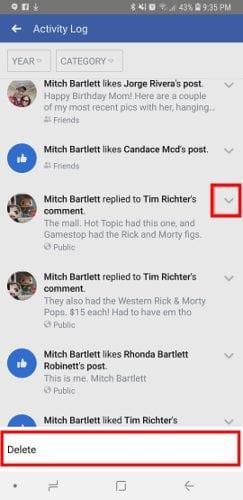 Facebook dành cho Android: Cách xóa bình luận