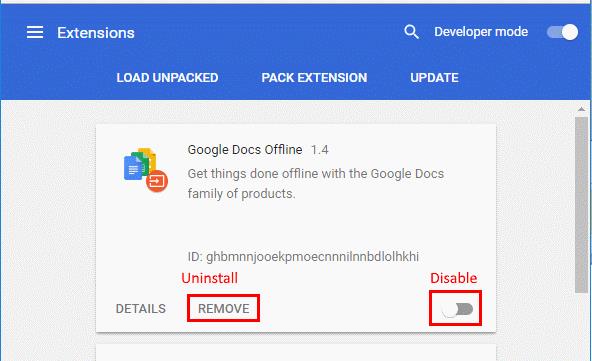 GoogleChromeで拡張機能を削除または無効にする方法