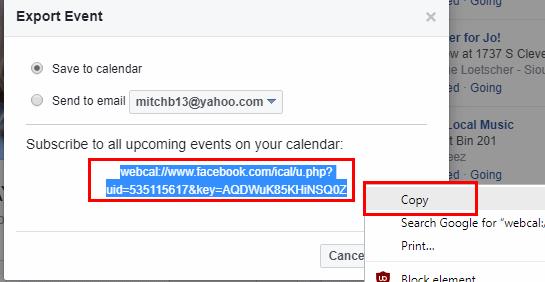 Agregar eventos de Facebook a Google Calendar