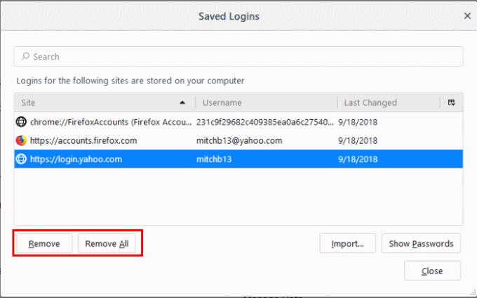 Elimina la password salvata in Firefox