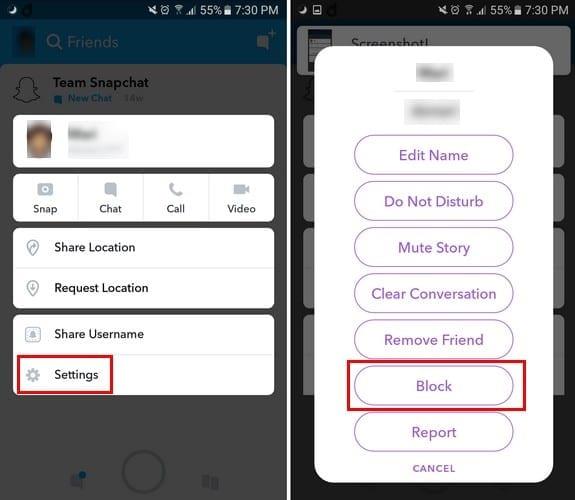 Come bloccare e sbloccare qualcuno su Snapchat