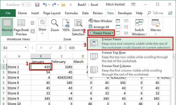 Congelar o descongelar paneles, columnas y filas en Excel