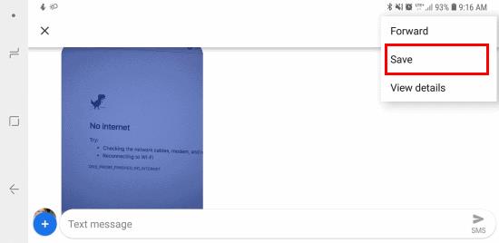 Salvar imagem de mensagem de texto MMS no Samsung Galaxy S9