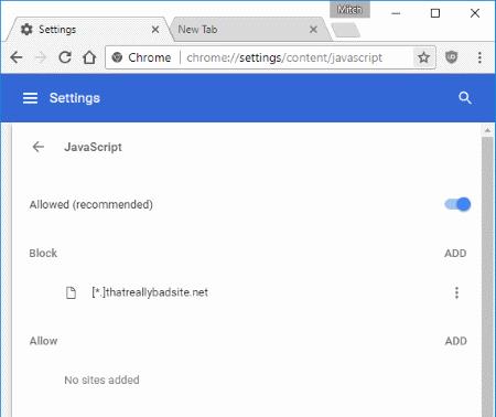 GoogleChromeでJavaScriptを有効または無効にする