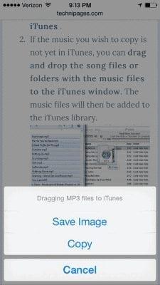 Salvar imagem no Safari para iPhone e iPad