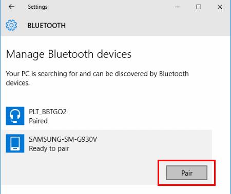 Transferir archivos entre Android y Windows 10 a través de Bluetooth