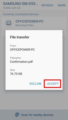 Transferir archivos entre Android y Windows 10 a través de Bluetooth