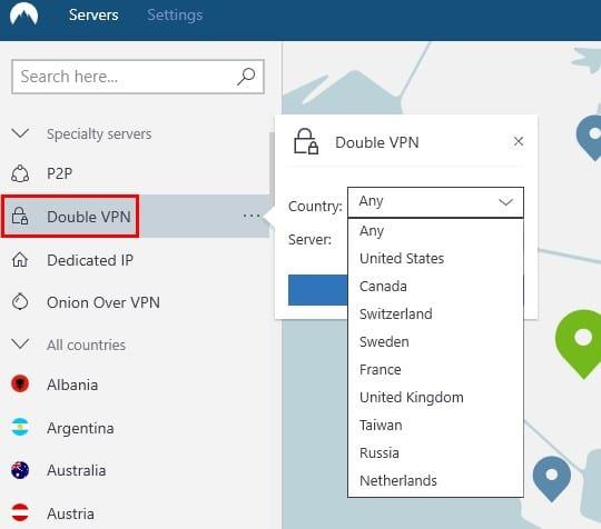 Cambiare server usando NordVPN