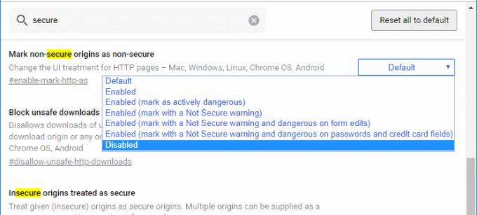 Chrome: "안전하지 않음" 경고 활성화/비활성화