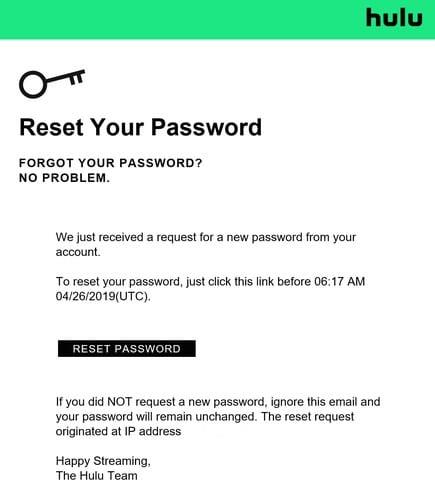 Huluのパスワードをリセットまたは変更する方法
