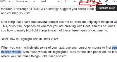 วิธีเน้นข้อความใน Google Docs