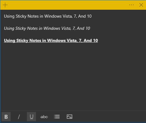 Sử dụng Sticky Notes trong Windows Vista, 7 và 10
