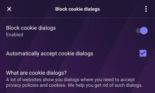 Opera Touch für Android: So blockieren Sie Cookie-Benachrichtigungen