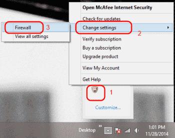 Consenti l'accesso al programma tramite McAfee Personal Firewall