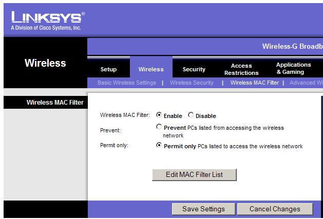 Bloqueie conexões com seu roteador Linksys por endereço MAC