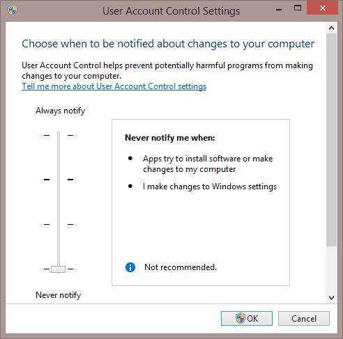 Windows 10、8、または7でユーザーアカウント制御（UAC）を有効または無効にする