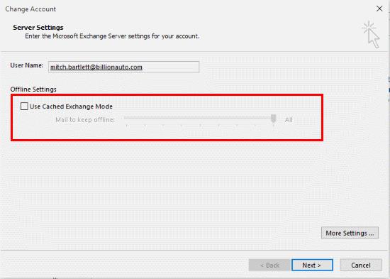 Outlook 2016: Bật hoặc tắt Chế độ Exchange đã lưu trong bộ nhớ cache