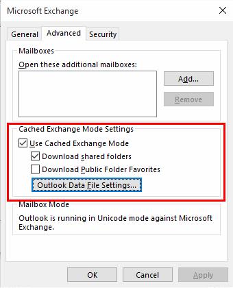 Outlook 2016: Bật hoặc tắt Chế độ Exchange đã lưu trong bộ nhớ cache