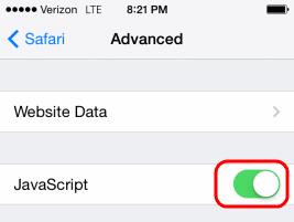 Habilite ou desabilite o JavaScript no Safari para iPhone e iPad