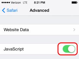 Habilitar o deshabilitar JavaScript en Safari para iPhone y iPad