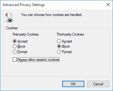 Aktivieren oder Deaktivieren von Cookies in Internet Explorer 11