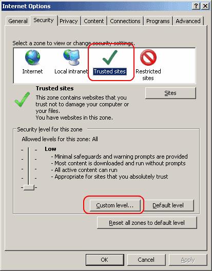 IE: Disable 'La página web actual está intentando abrir un sitio en su lista de sitios de confianza.  ¿Quieres permitir esto?  Mensaje