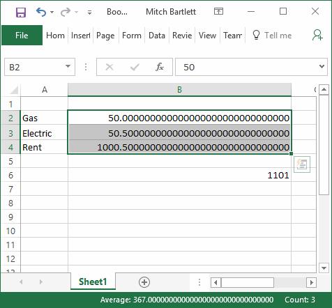 Excel 계산이 잘못되었습니다.