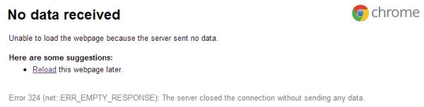 Google Chrome: correzione dell'errore "Nessun dato ricevuto"