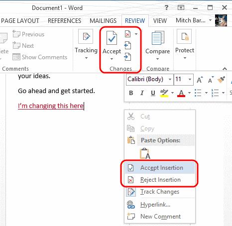 how to copy and paste in word without track changes
