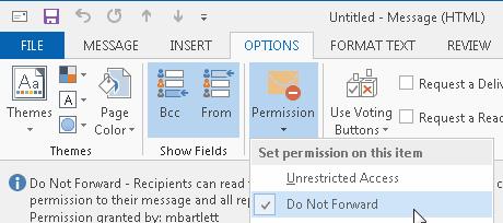 ปิดใช้งานการส่งต่ออีเมลใน Outlook 2016 & 2013