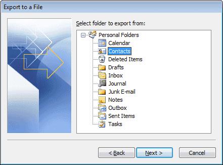 Importieren von Outlook-Kontakten in Windows Live Mail