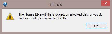 Itunesの Ituneslibrary Itlファイルがロックされています エラーを解決します