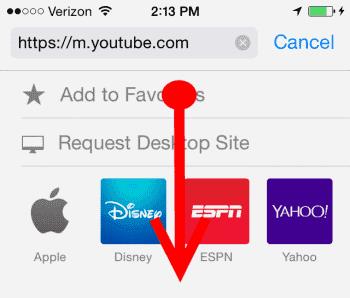 Forzar la versión de escritorio de YouTube en Safari para iPhone y iPad