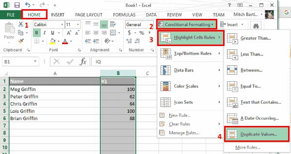 如何在 Excel 中突出顯示重複或唯一值