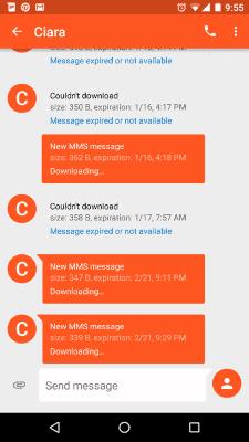 Android: mensajes de texto atascados en "Descargando" o "Caducados"