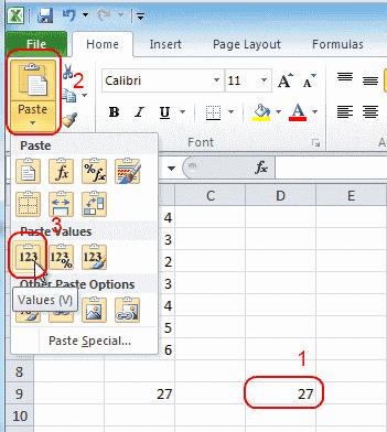 Kopieren und Einfügen von Werten ohne Formeln in Excel 2019, 2016 und 365