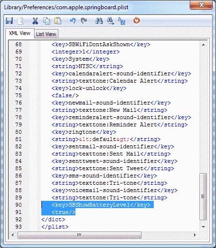 Habilitar el medidor de porcentaje de batería en iPhone, iPad o iPod Touch